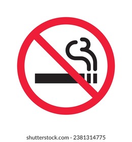 Forbidden Prohibited Warning, caution, attention, restriction label danger. No cigarette vector icon. Do not use tobacco sign design. No 
smoking cigarettes symbol flat pictogram. No smoking icon