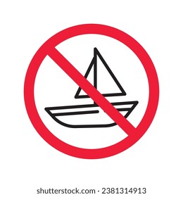 Forbidden Prohibited Warning, caution, attention, restriction label danger. No cruise vessel vector icon. Do not use ship sign design. No vessel symbol flat pictogram. No cruise