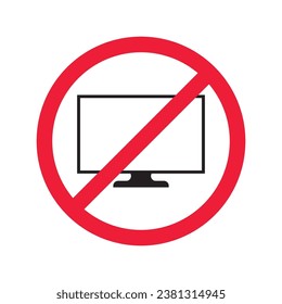 Forbidden Prohibited Warning, caution, attention, restriction label danger. No computer vector icon. Do not use pc sign design. No monitor screen symbol flat pictogram. No computer