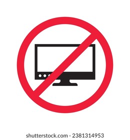 Forbidden Prohibited Warning, caution, attention, restriction label danger. No computer vector icon. Do not use pc sign design. No monitor screen symbol flat pictogram. No computer