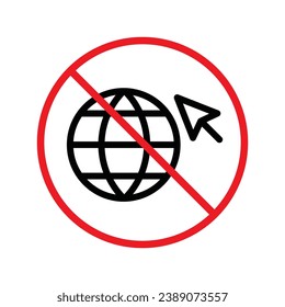 Forbidden Prohibited Warning, caution, attention, restriction label danger. No Web icon. Global network icon. Website vector icon. Site flat sign design. Www symbol pictogram. URL sign. UX UI icon