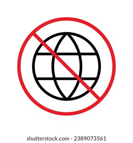 Forbidden Prohibited Warning, caution, attention, restriction label danger. No Web icon. Global network icon. Website vector icon. Site flat sign design. Www symbol pictogram. URL sign. UX UI icon