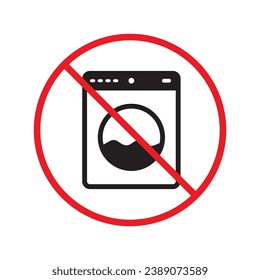 Prohibido Advertencia, precaución, atención, peligro de restricción. No hay icono del vector Washer. Diseño de señales planas del lavaparabrisas. No utilice el pictograma del símbolo de la máquina de lavado. icono de interfaz de usuario de UX