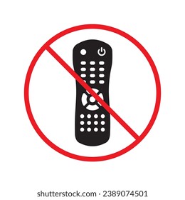 Forbidden Prohibited Warning, caution, attention, restriction label danger. No Remote controller vector icon. Remote control flat sign design. Tv Television remote controller symbol pictogram UX UI