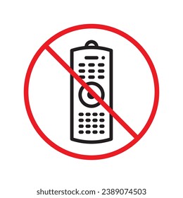 Forbidden Prohibited Warning, caution, attention, restriction label danger. No Remote controller vector icon. Remote control flat sign design. Tv Television remote controller symbol pictogram UX UI