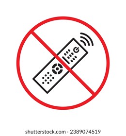 Forbidden Prohibited Warning, caution, attention, restriction label danger. No Remote controller vector icon. Remote control flat sign design. Tv Television remote controller symbol pictogram UX UI