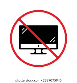 Forbidden Prohibited Warning, caution, attention, restriction label danger. No computer vector icon. Do not use PC sign design. No monitor screen symbol flat pictogram. No computer UX UI