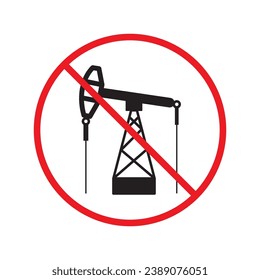 Forbidden Prohibited Warning, caution, attention, restriction label danger. Oil rocking chair vector icon. Do not use Oil pump flat sign design. Petroleum rocking chair symbol pictogram UX UI