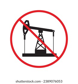 Forbidden Prohibited Warning, caution, attention, restriction label danger. Oil rocking chair vector icon. Do not use Oil pump flat sign design. Petroleum rocking chair symbol pictogram UX UI