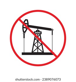 Forbidden Prohibited Warning, caution, attention, restriction label danger. Oil rocking chair vector icon. Do not use Oil pump flat sign design. Petroleum rocking chair symbol pictogram UX UI