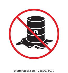 Forbidden Prohibited Warning, caution, attention, restriction label danger. Oil barrel vector icon. Crude oil flat sign design. Do not use Oil can symbol pictogram UX UI