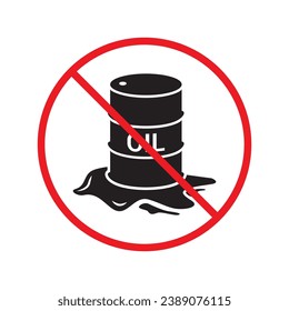 Forbidden Prohibited Warning, caution, attention, restriction label danger. Oil barrel vector icon. Crude oil flat sign design. Do not use Oil can symbol pictogram UX UI