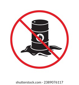Forbidden Prohibited Warning, caution, attention, restriction label danger. Oil barrel vector icon. Crude oil flat sign design. Do not use Oil can symbol pictogram UX UI