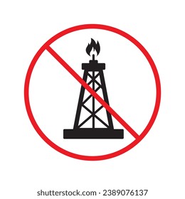 Forbidden Prohibited Warning, caution, attention, restriction label danger. Oil rocking chair vector icon. Do not use Oil pump flat sign design. Petroleum rocking chair symbol pictogram UX UI