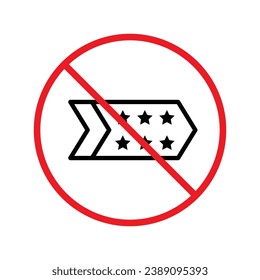 Prohibido Advertencia, precaución, atención, peligro de restricción. No hay icono del vector Medal. No utilice el diseño de la señal plana de Medal. Pictograma de símbolo de medalla. No hay interfaz de usuario de UX de icono de rank
