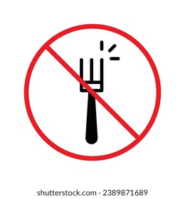 Forbidden Prohibited Warning, caution, attention, restriction label danger, ban. Do not use Fork vector icon. Fork flat sign design. Fork symbol pictogram UX UI