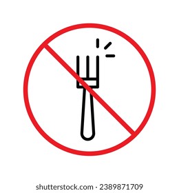 Forbidden Prohibited Warning, caution, attention, restriction label danger, ban. Do not use Fork vector icon. Fork flat sign design. Fork symbol pictogram UX UI