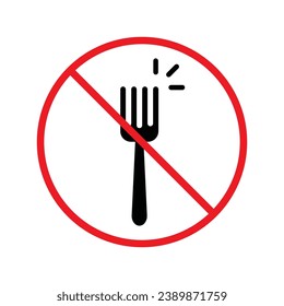 Forbidden Prohibited Warning, caution, attention, restriction label danger, ban. Do not use Fork vector icon. Fork flat sign design. Fork symbol pictogram UX UI