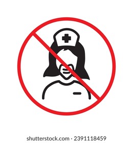 Forbidden Prohibited Warning, caution, attention, restriction label danger. No doctor icon. No medic flat sign design. Restriction first aid symbol pictogram UX UI