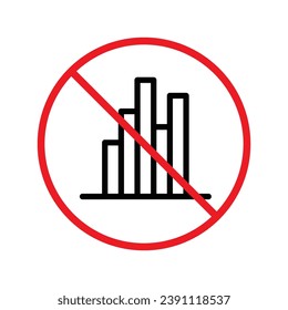 Forbidden Prohibited Warning, caution, attention, restriction label danger. Do not use Chart vector icon. Graph flat sign design. No Infographic chart symbol pictogram UX UI