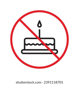 Forbidden Prohibited Warning, caution, attention, restriction label danger. No Cake vector icon. Tasty cake flat sign design. Tart symbol pictogram UX UI