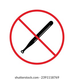 Forbidden Prohibited Warning, caution, attention, restriction label danger. Do not use Base bat icon. Baseball bat flat sign design. No Base bat symbol pictogram UX UI