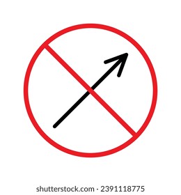 Verbotenes Warnen, Vorsicht, Aufmerksamkeit, eingeschränktes Kennzeichnungsverbot. Pfeilsymbol. Bogenvektorflache Zeichengestaltung. Pfeilsymbol Piktogramm UX UI