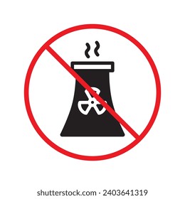 Forbidden Prohibited Warning, caution, attention, restriction label danger. No nuclear plant vector icon. Do not use nuclear energy sign design. No radiation symbol flat pictogram. No bio hazard icon