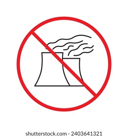 Prohibido Advertencia, precaución, atención, peligro de restricción. No hay icono del vector de la planta nuclear. No utilice el diseño de signos de energía nuclear. No hay ningún pictograma plano con símbolo de radiación. No hay ningún icono de peligro biológico