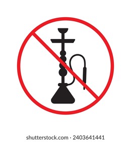 Forbidden Prohibited Warning, caution, attention, restriction label danger. No shisha vector icon. Do not use shisa sign design. No hookay symbol flat pictogram. Do not smoke shisha hookah icon