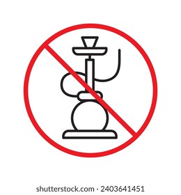 Prohibido Advertencia, precaución, atención, peligro de restricción. No hay icono del vector shisha. No utilice el diseño de señas shisa. No hay ningún pictograma plano con símbolo de hook. No fume el icono shisha hookah