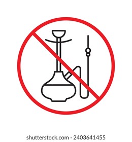 Prohibido Advertencia, precaución, atención, peligro de restricción. No hay icono del vector shisha. No utilice el diseño de señas shisa. No hay ningún pictograma plano con símbolo de hook. No fume el icono shisha hookah
