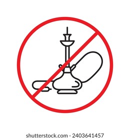 Forbidden Prohibited Warning, caution, attention, restriction label danger. No shisha vector icon. Do not use shisa sign design. No hookay symbol flat pictogram. Do not smoke shisha hookah icon