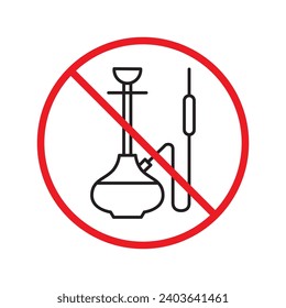Forbidden Prohibited Warning, caution, attention, restriction label danger. No shisha vector icon. Do not use shisa sign design. No hookay symbol flat pictogram. Do not smoke shisha hookah icon