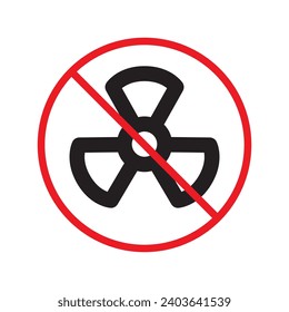Prohibido Advertencia, precaución, atención, peligro de restricción. No hay icono del vector de la planta nuclear. No utilice el diseño de signos de energía nuclear. No hay ningún pictograma plano con símbolo de radiación. No hay ningún icono de peligro biológico