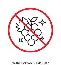 Forbidden Prohibited Warning, caution, attention, restriction label danger. No grape vector icon. Do not eat grape sign design. No grape fruit symbol flat pictogram.