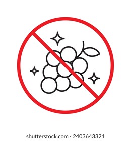 Forbidden Prohibited Warning, caution, attention, restriction label danger. No grape vector icon. Do not eat grape sign design. No grape fruit symbol flat pictogram.