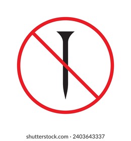 Prohibido Advertencia, precaución, atención, peligro de restricción. No hay icono del vector de uñas. No utilice el diseño de signos de las uñas. No hay pictograma plano con símbolo de uñas. 