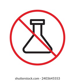 Forbidden Prohibited Warning, caution, attention, restriction label danger. No flask vector icon. Do not use toxic chemical elements sign design. No tube flask symbol flat pictogram.