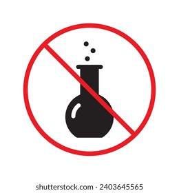 Forbidden Prohibited Warning, caution, attention, restriction label danger. No flask vector icon. Do not use toxic chemical elements sign design. No tube flask symbol flat pictogram.