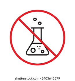 Forbidden Prohibited Warning, caution, attention, restriction label danger. No flask vector icon. Do not use toxic chemical elements sign design. No tube flask symbol flat pictogram.