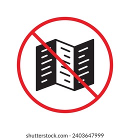 Verbotene Warnung, Vorsicht, Aufmerksamkeit, Restriktionskennzeichnung Gefahr. Kein Booklet-Vektorsymbol. Verwenden Sie keine Broschüren, die als Zeichen dienen. Keine Katalogbroschüren Symbol flaches Piktogramm. 