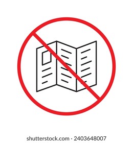 Forbidden Prohibited Warning, caution, attention, restriction label danger. No booklet vector icon. Do not use brochure leaflet sign design. No catalogue brochures symbol flat pictogram. 