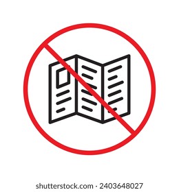 Forbidden Prohibited Warning, caution, attention, restriction label danger. No booklet vector icon. Do not use brochure leaflet sign design. No catalogue brochures symbol flat pictogram. 