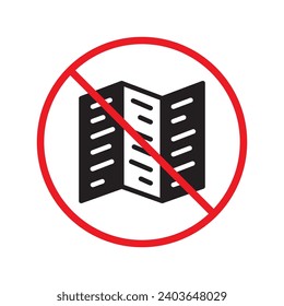 Prohibido Advertencia, precaución, atención, peligro de restricción. No hay icono del vector del marcador. No utilice el diseño de los signos del folleto. No hay folletos de catálogo que sientan pictograma plano. 