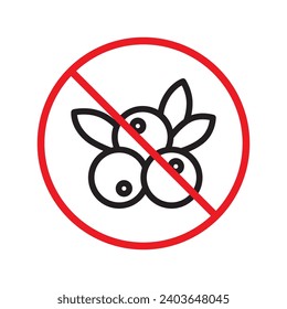 Forbidden Prohibited Warning, caution, attention, restriction label danger. No berries vector icon. Do not eat berries sign design. No berries symbol flat pictogram. 