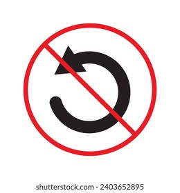 Forbidden Prohibited Warning, caution, attention, restriction label danger.  Rotate vector icon. Refresh flat sign design. Update symbol pictogram. Rotate icon