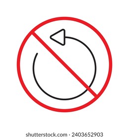 Forbidden Prohibited Warning, caution, attention, restriction label danger.  Rotate vector icon. Refresh flat sign design. Update symbol pictogram. Rotate icon