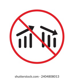 Forbidden prohibited warning, caution, attention, restriction label danger ban. Do not use Chart vector icon. Graph flat sign design. No Infographic chart symbol pictogram