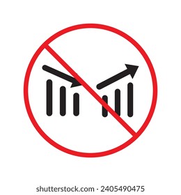 Forbidden prohibited warning, caution, attention, restriction label danger ban. Do not use Chart vector icon. Graph flat sign design. No Infographic chart symbol pictogram